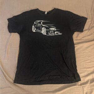 Next Level Apparel Black Tee with White Car Graphic
